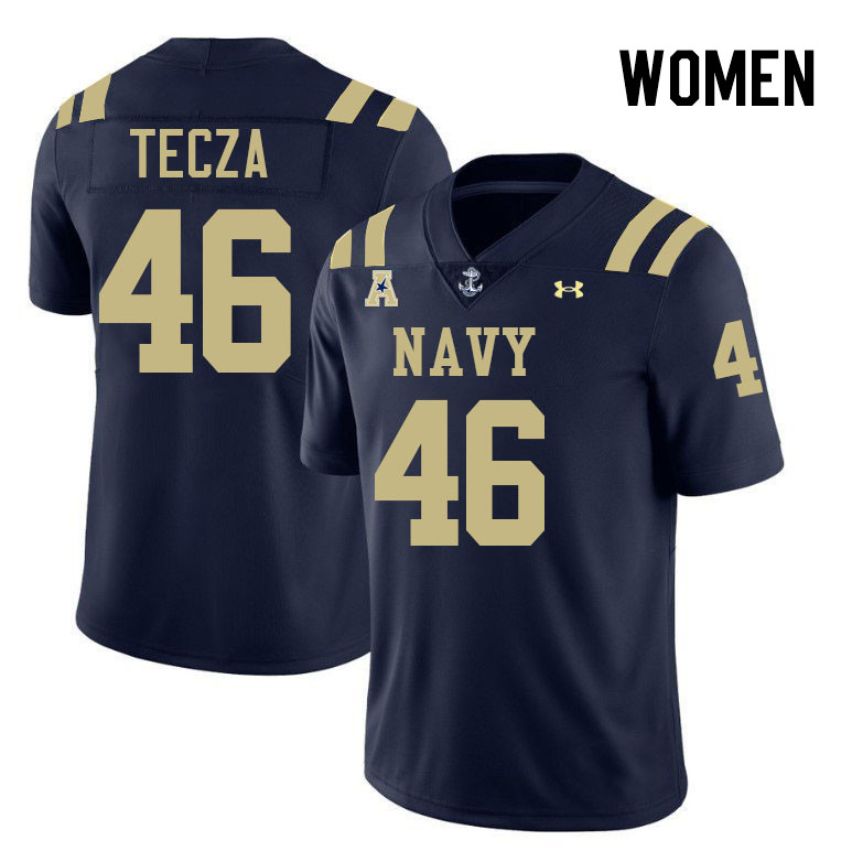 Women Navy Midshipmen #46 Alex Tecza College Football Jerseys Stitched-Navy